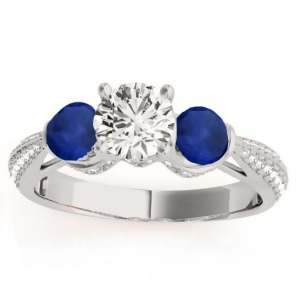 Diamond and Blue Sapphire Engagement Ring Setting Platinum 0.66ct - All