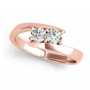 Diamond Solitaire Tension Two Stone Ring 18k Rose Gold 0.50ct - All