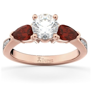 Diamond and Pear Ruby Gemstone Engagement Ring 14k Rose Gold 0.79ct - All