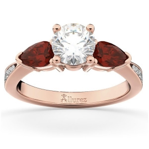 Diamond and Pear Ruby Gemstone Engagement Ring 18k Rose Gold 0.79ct - All