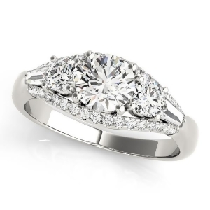 Multi-stone Baguette Baguette Diamond Engagement Ring 14k White Gold 1.38ct - All