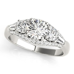 Multi-stone Baguette Diamond Engagement Ring 18k White Gold 1.38ct - All
