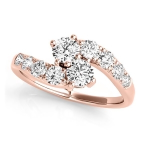 Diamond Accented Contoured Two Stone Ring 18k Rose Gold 2.00ct - All