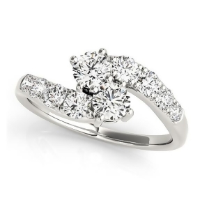 Diamond Accented Contoured Two Stone Ring Platinum 2.00ct - All