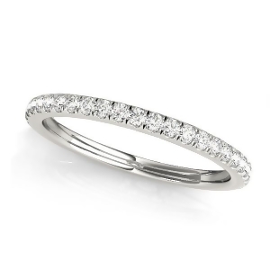 Diamond Accented Semi Eternity Wedding Band 14k White Gold 0.19ct - All