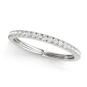 Diamond Accented Semi Eternity Wedding Band 18k White Gold 0.19ct - All