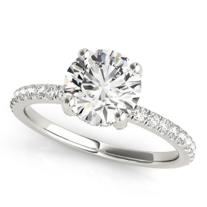 Diamond Solitaire Engagement Ring w Accents 14k White Gold 1.26ct - All