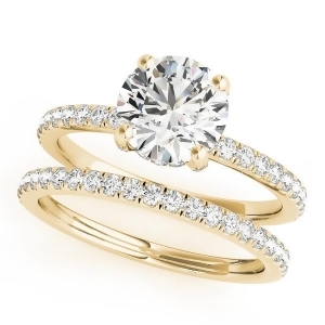 Diamond Accented Solitaire Bridal Set 14k Yellow Gold 1.45ct - All