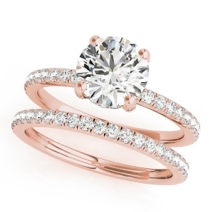 Diamond Accented Solitaire Bridal Set 14k Rose Gold 1.45ct - All