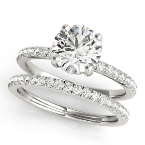 Diamond Accented Solitaire Bridal Set 18k White Gold 1.45ct - All