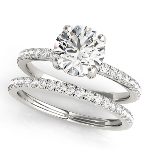 Diamond Accented Solitaire Bridal Set Platinum 1.45ct - All