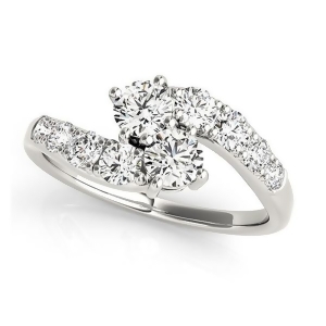 Diamond Accented Contoured Two Stone Ring Platinum 1.25ct - All