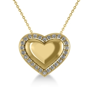 Puffed Heart Diamond Pendant Necklace 14k Yellow Gold 0.26ct - All