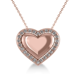 Puffed Heart Diamond Pendant Necklace 14k Rose Gold 0.26ct - All