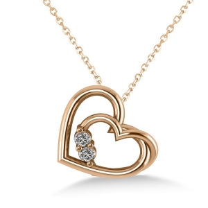 Double Heart Two Stone Diamond Pendant 14k Rose Gold 0.20ct - All