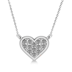 Diamond Heart Pendant Necklace 14k White Gold 0.13ct - All