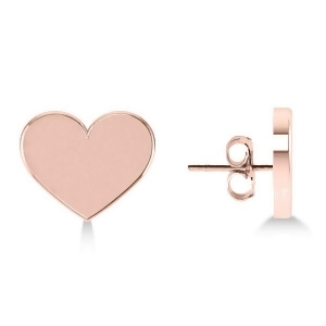 Heart Stud Earrings Plain Metal 14k Rose Gold - All