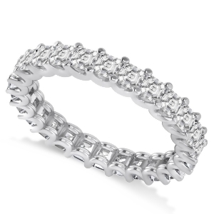Asscher-cut Diamond Eternity Wedding Band Ring 14k White Gold 2.60ct - All