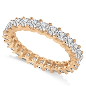 Asscher-cut Diamond Eternity Wedding Band Ring 14k Rose Gold 2.60ct - All