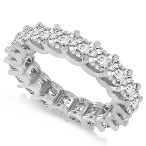 Asscher-cut Diamond Eternity Wedding Band Ring 14k White Gold 5.00ct - All
