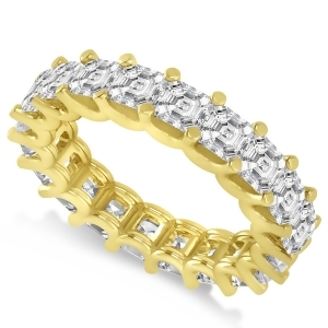 Asscher-cut Diamond Eternity Wedding Band Ring 14k Yellow Gold 5.00ct - All