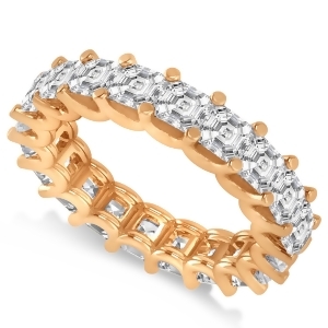 Asscher-cut Diamond Eternity Wedding Band Ring 14k Rose Gold 5.00ct - All