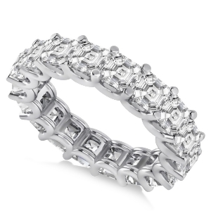 Asscher-cut Diamond Eternity Wedding Band Ring 14k White Gold 7.20ct - All