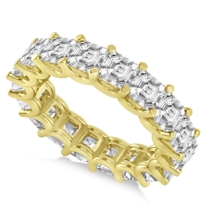Asscher-cut Eternity Diamond Wedding Band Ring 14k Yellow Gold 7.20ct - All