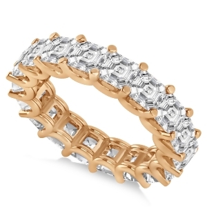 Asscher-cut Eternity Diamond Wedding Band Ring 14k Rose Gold 7.20ct - All