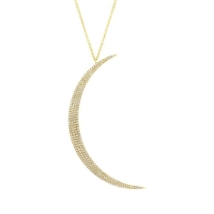 0.66Ct 14k Yellow Gold Diamond Crescent Pendant Necklace - All