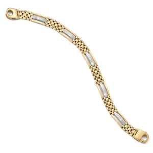 Men's Polished and Satin Fancy Rolex Link Bracelet 14k Two-Tone Gold - All