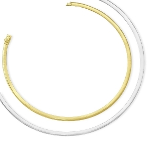 Ladies 5mm Reversible Omega Necklace in 14k Two-Tone Gold - All