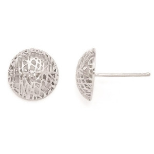 Textured Round Dome Fine Stud Earrings 14k White Gold - All