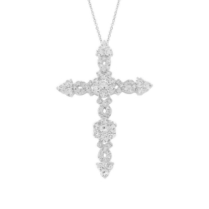 1.93Ct 18k White Gold Diamond Cross Pendant Necklace - All