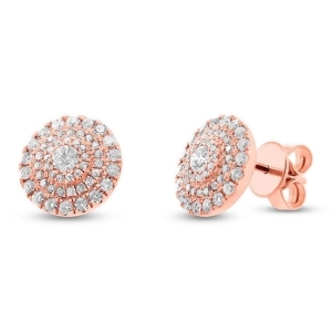 0.93Ct 14k Rose Gold Diamond Earrings - All
