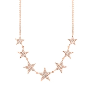 0.35Ct 14k Rose Gold Diamond Star Necklace - All