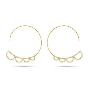 0.35Ct 14k Yellow Gold Diamond Hoop Earrings - All