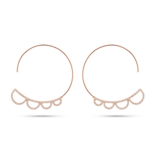 0.35Ct 14k Rose Gold Diamond Hoop Earrings - All