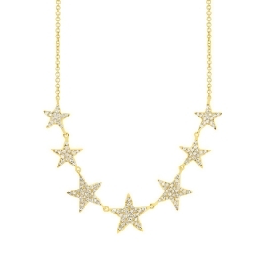 0.35Ct 14k Yellow Gold Diamond Star Necklace - All