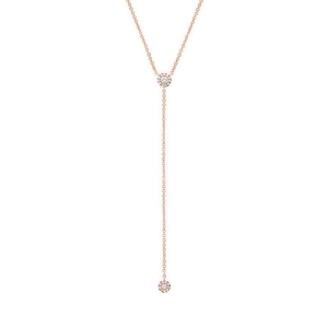 0.12Ct 14k Rose Gold Diamond Lariat Necklace - All