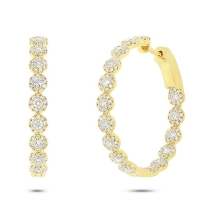 1.58Ct 14k Yellow Gold Diamond Hoop Earrings - All