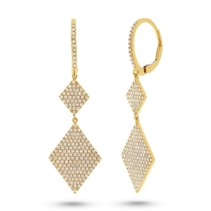 0.91Ct 14k Yellow Gold Diamond Pave Earrings - All