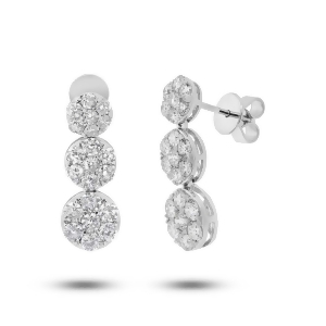 2.39Ct 18k White Gold Diamond Cluster Earrings - All