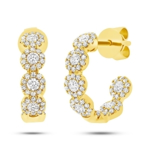 0.90Ct 14k Yellow Gold Diamond Hoop Earrings - All