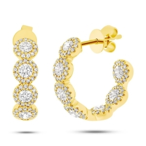 1.84Ct 14k Yellow Gold Diamond Hoop Earrings - All