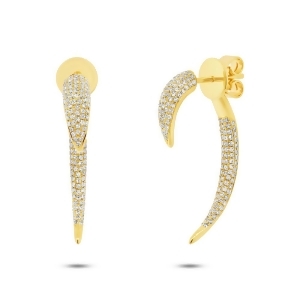0.77Ct 14k Yellow Gold Diamond Ear Jacket Earrings - All