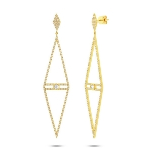 1.19Ct 14k Yellow Gold Diamond Triangle Earrings - All