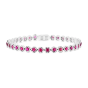 1.28Ct Diamond and 3.65ct Ruby 14k White Gold Bracelet - All