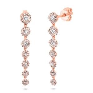 0.80Ct 14k Rose Gold Diamond Earrings - All