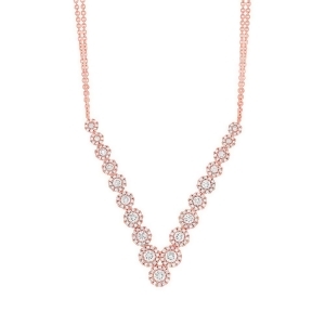 1.32Ct 14k Rose Gold Diamond V Necklace - All